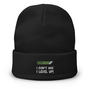 'I Don't Age, I Level Up' Embroidered Gaming Beanie Hat