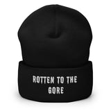 'Rotten to the Gore' Goth Black and White Cuffed Beanie Hat