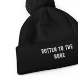 'Rotten to the Gore' Black and White Pom Pom Beanie Hat